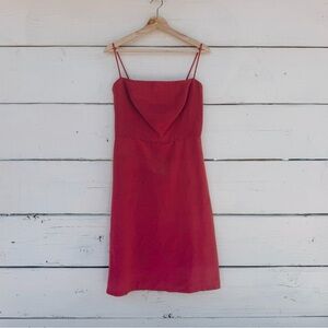 Vintage 1990s Elegant Red Pink Spaghetti Strap Dress Friends Rachel Green